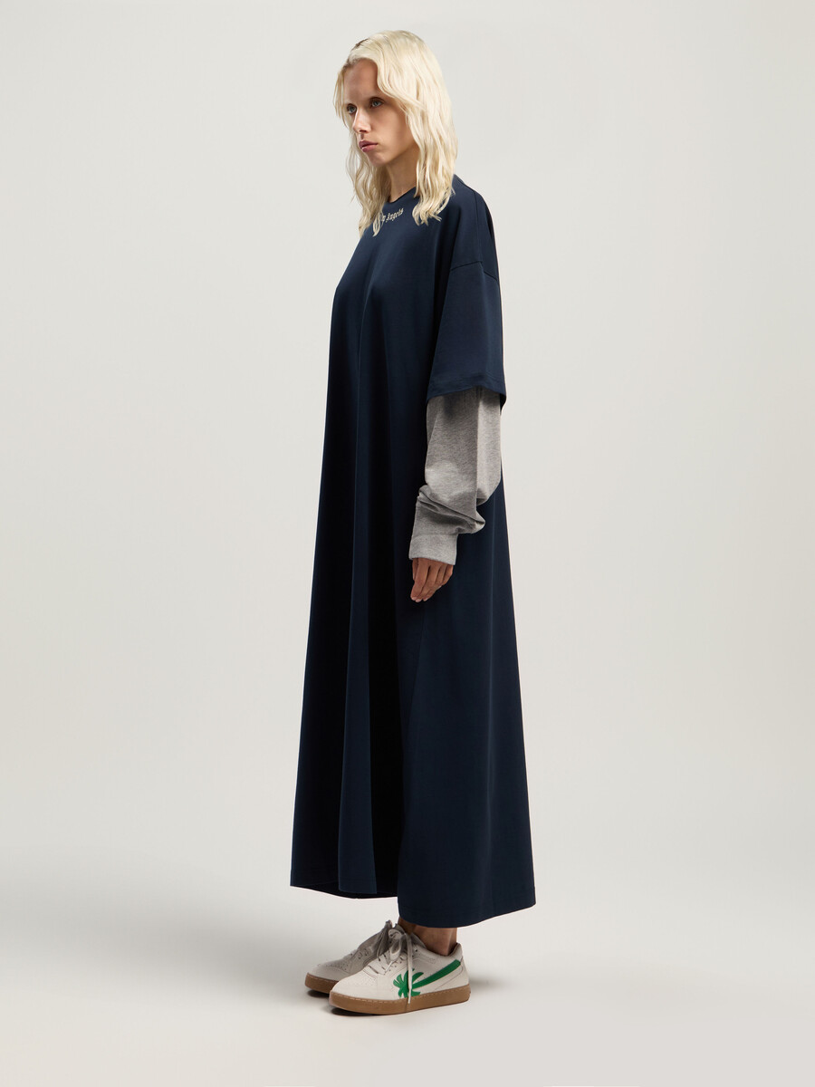 curved logo layered dress