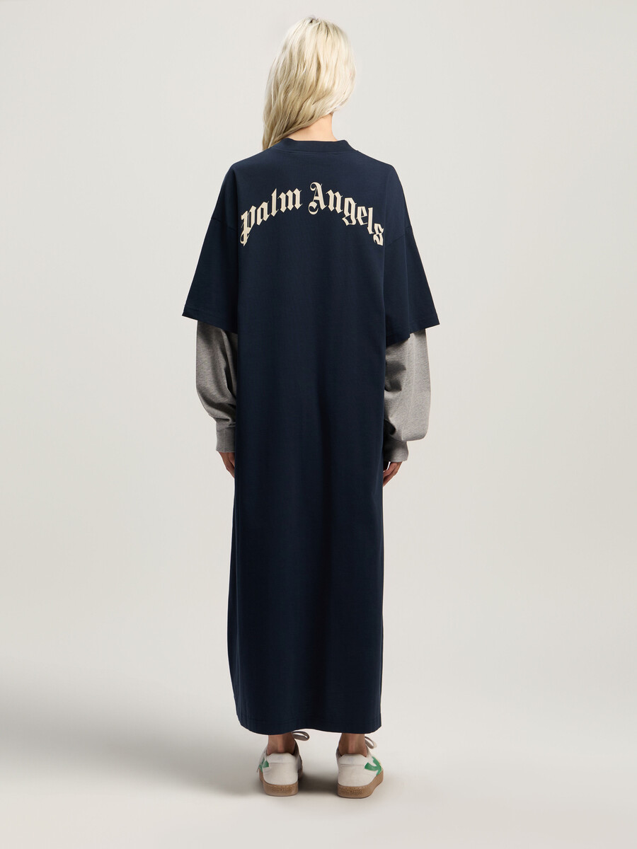 curved logo layered dress