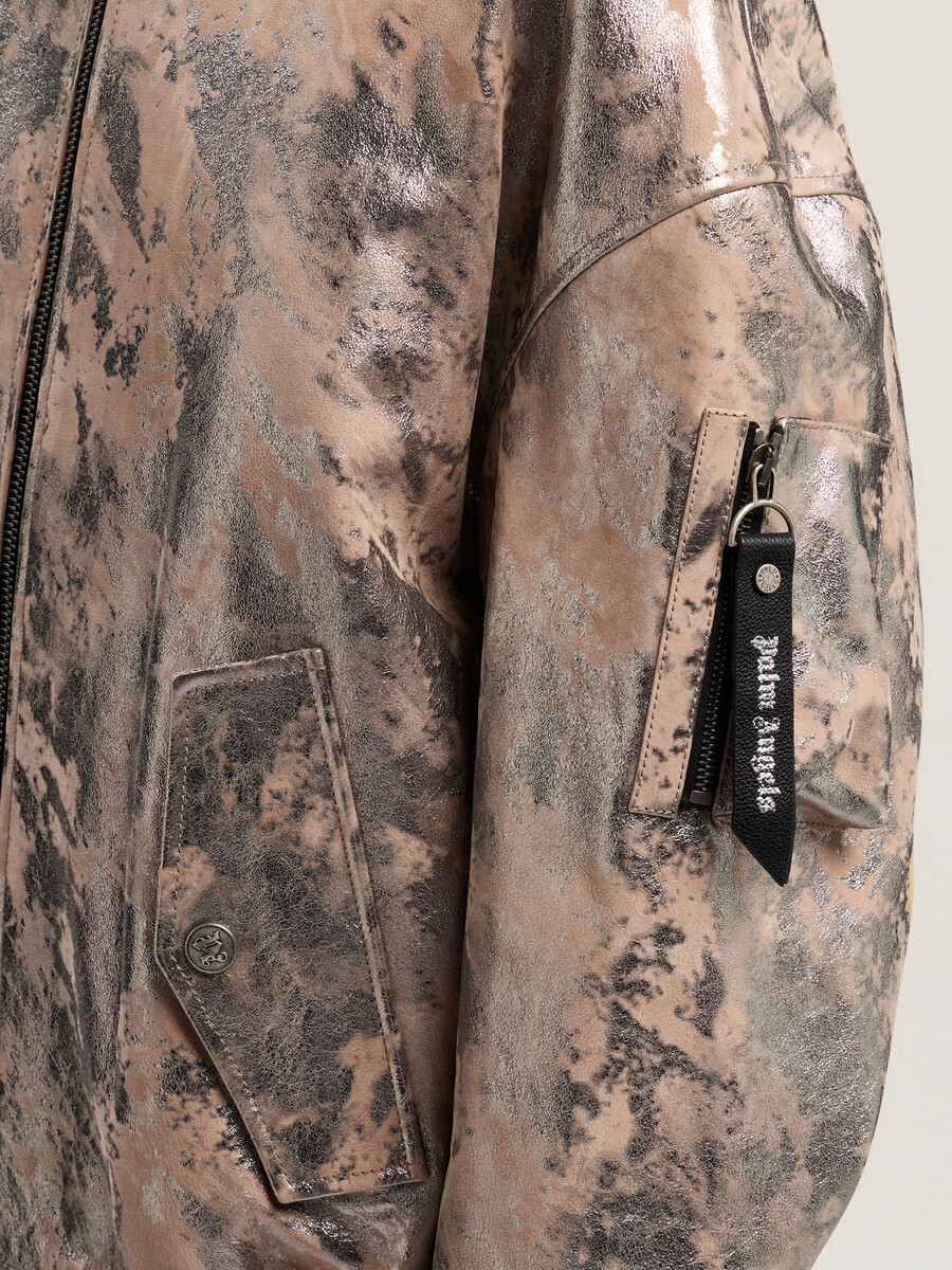 laminated leather bomber jacket