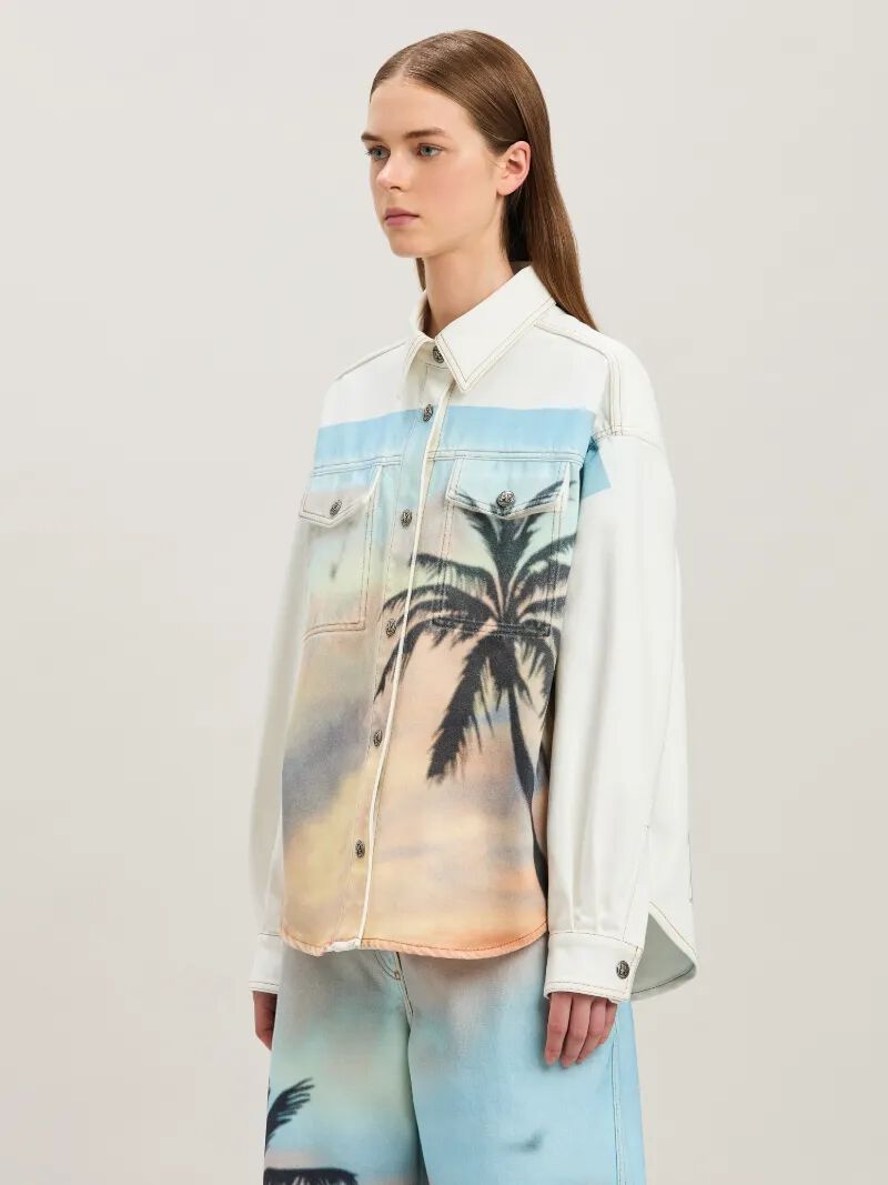 sunrise palm denim overshirt off white -