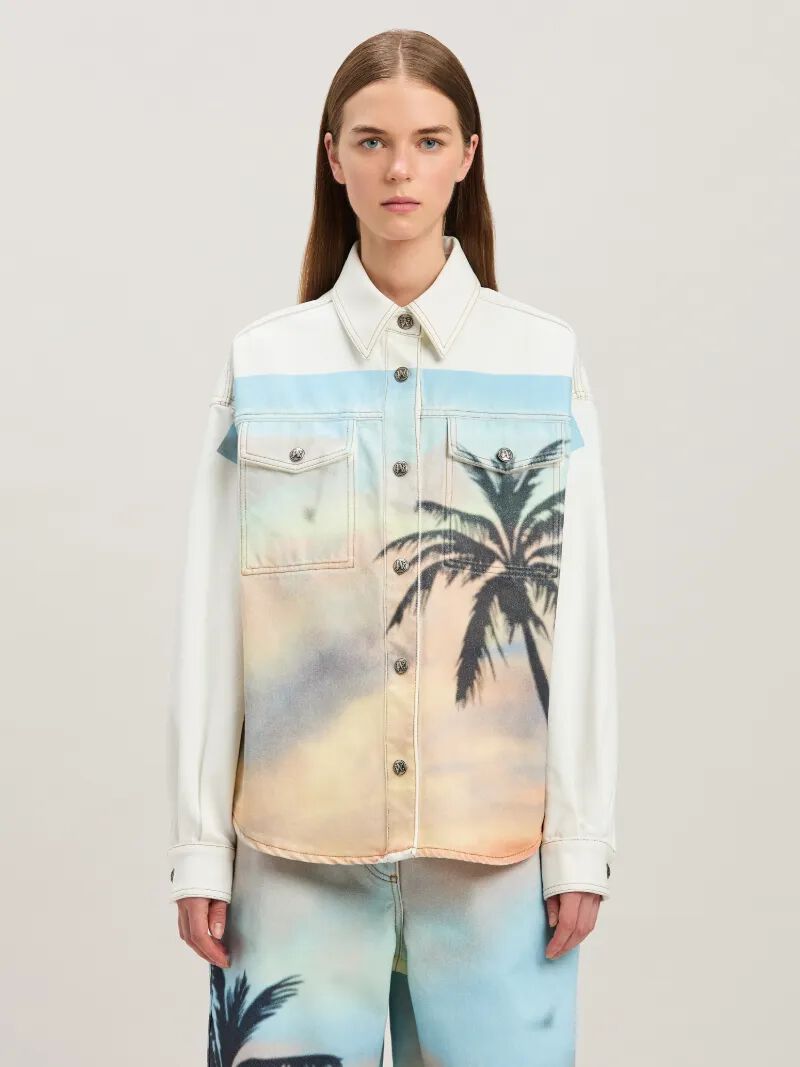 sunrise palm denim overshirt off white -