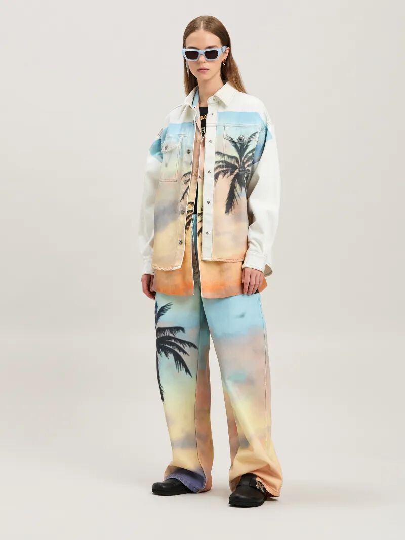 sunrise palm denim overshirt off white -