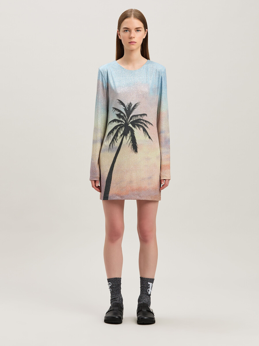 sunrise palm lurex dress multicolor - bl