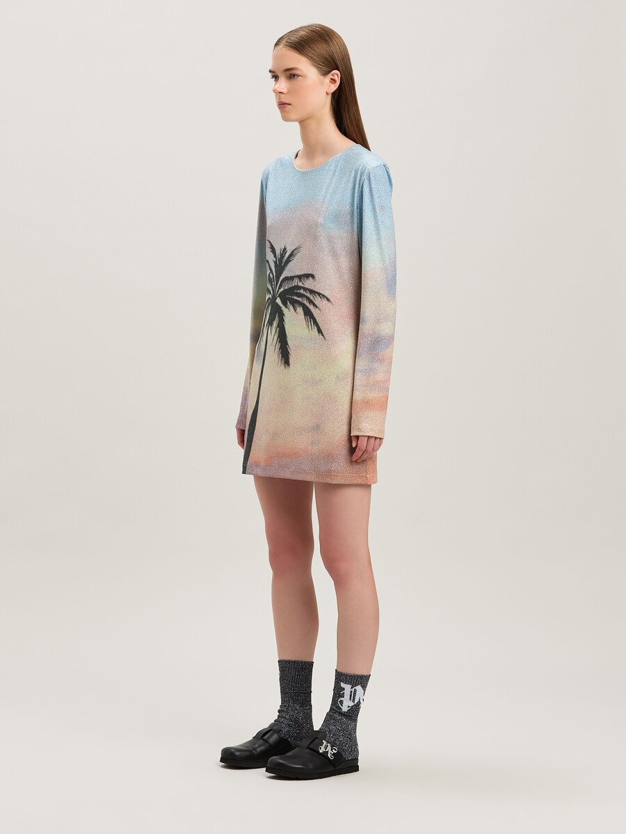 sunrise palm lurex dress multicolor - bl