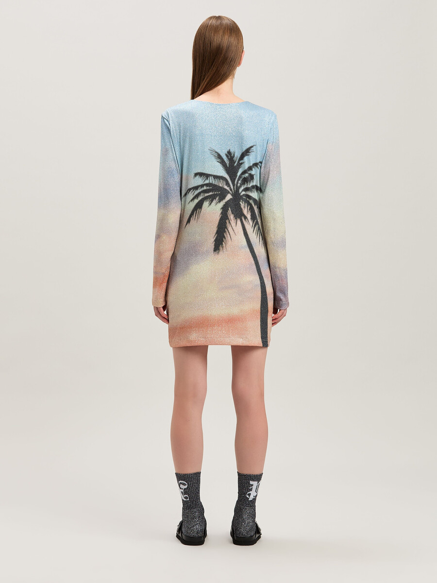 sunrise palm lurex dress multicolor - bl