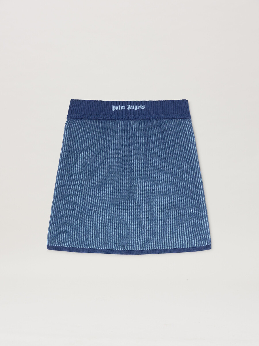 2tone rib knit skirt indigo blue - light