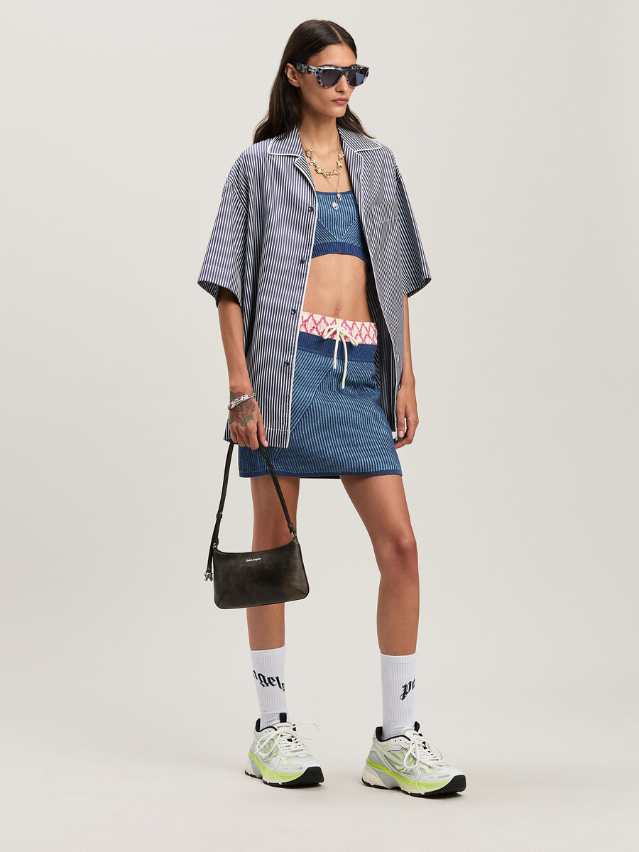 2tone rib knit skirt indigo blue - light