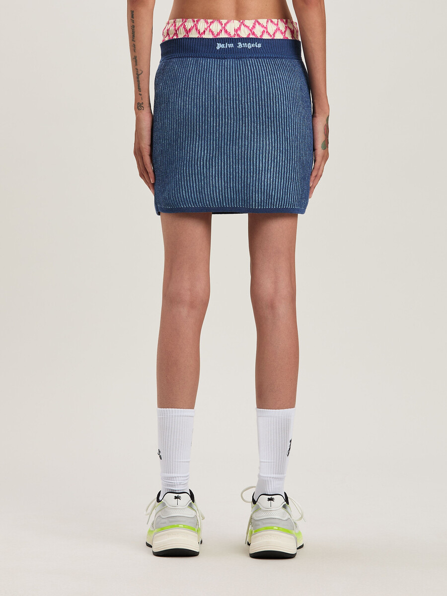 2tone rib knit skirt indigo blue - light