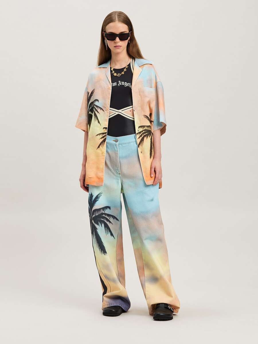 sunrise palm bowling shirt multicolor -