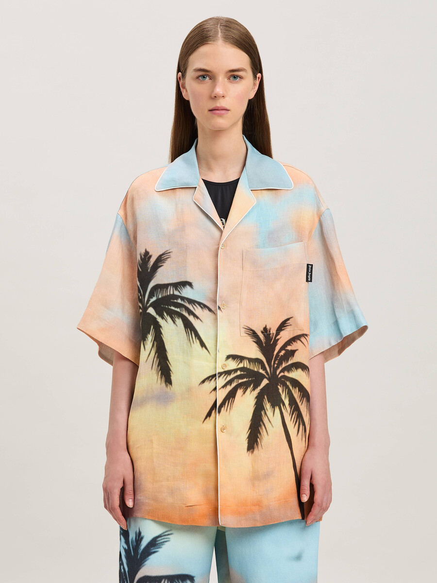 sunrise palm bowling shirt multicolor -