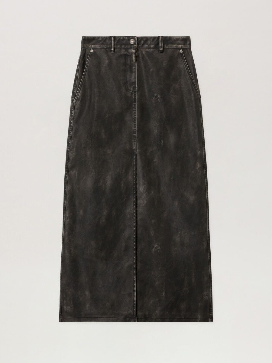 curved logo coated long skirt