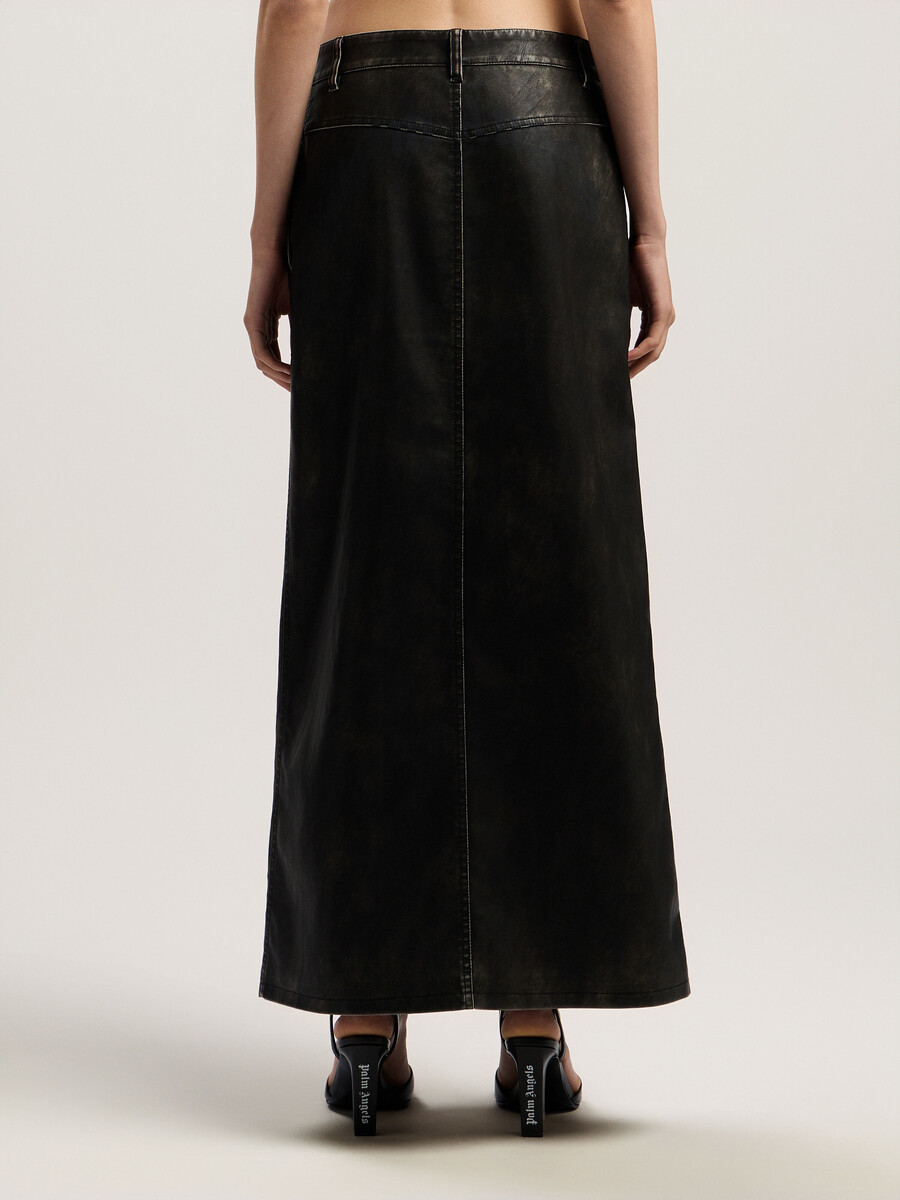 curved logo coated long skirt