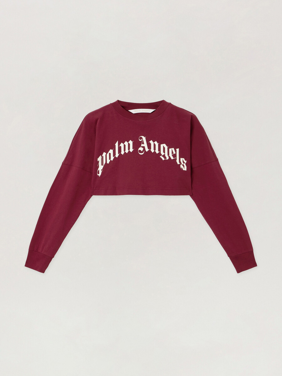 curved logo crop top