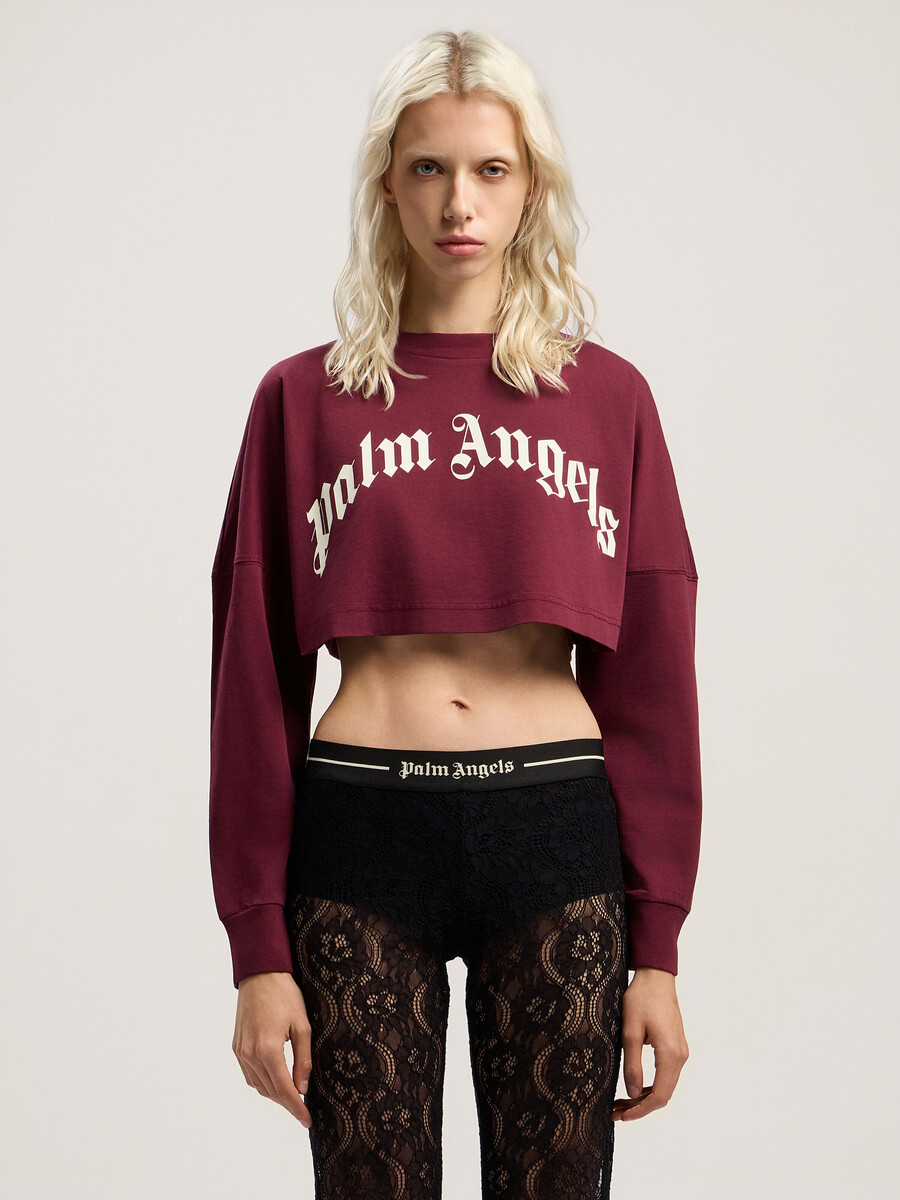 curved logo crop top