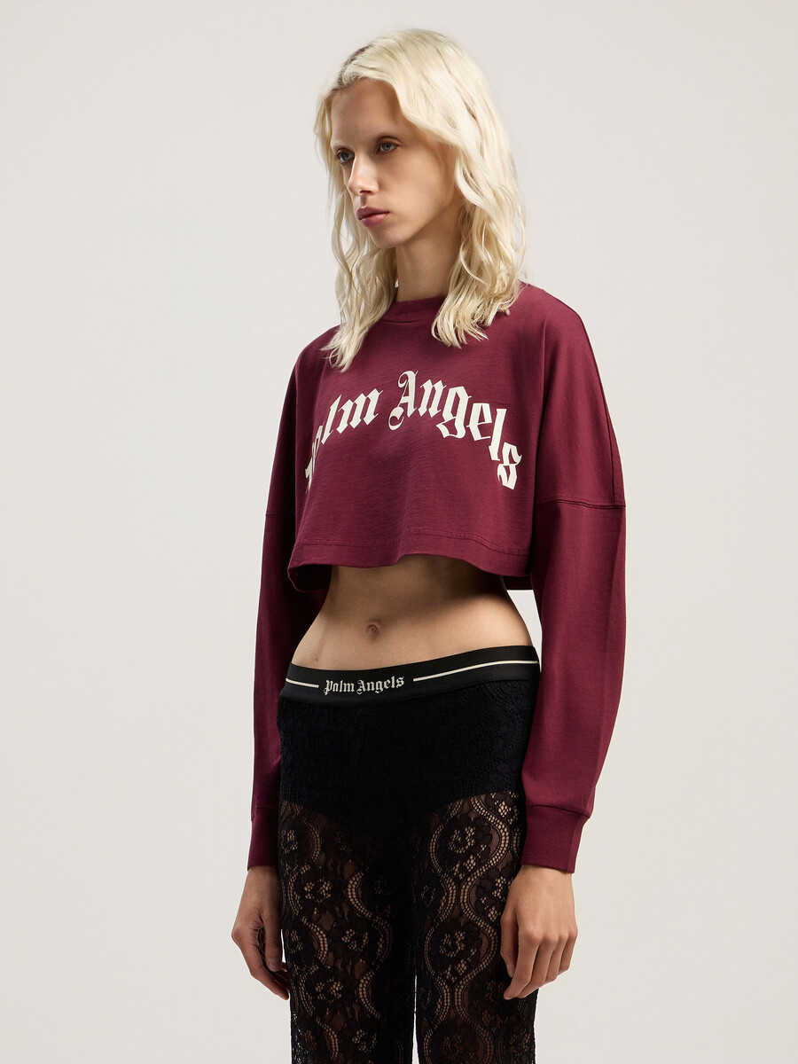 curved logo crop top