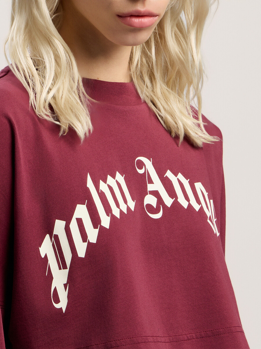 curved logo crop top