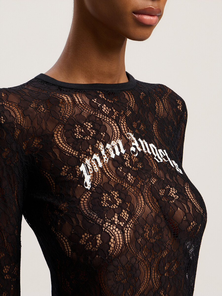 curved logo lace body
