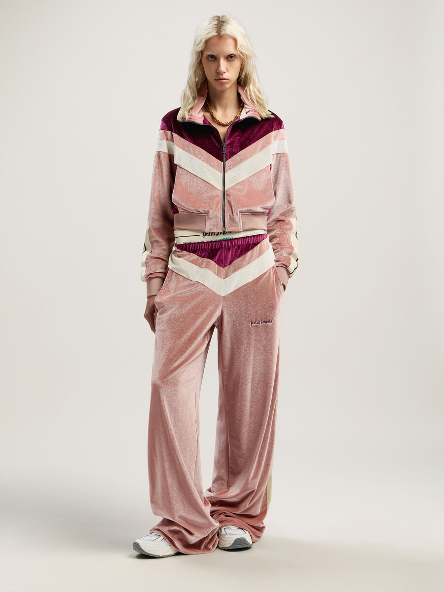 colorblock chenille track pants